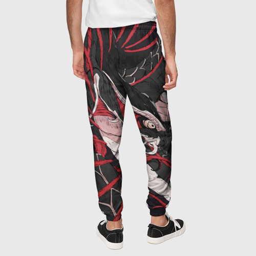 Мужские брюки 3D с принтом Японская змея уроборос, вид сзади #2