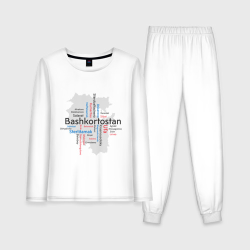Женская пижама с лонгсливом хлопок Republic of Bashkortostan, цвет белый