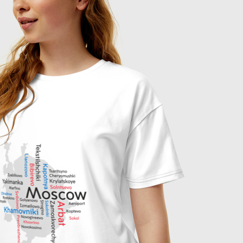 Женская футболка хлопок Oversize Moskau, цвет белый - фото 3