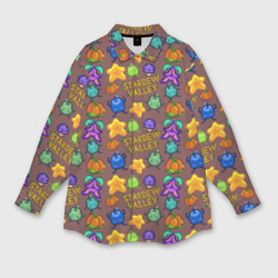 Женская рубашка oversize 3D Stardew Valley pattern brown