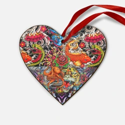 Деревянная игрушка Сердце Красочная иллюстрация