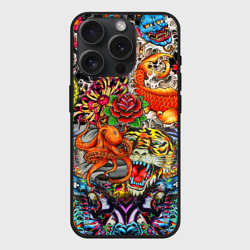 Чехол силиконовый для Apple iPhone 15 Pro матовый Красочная иллюстрация