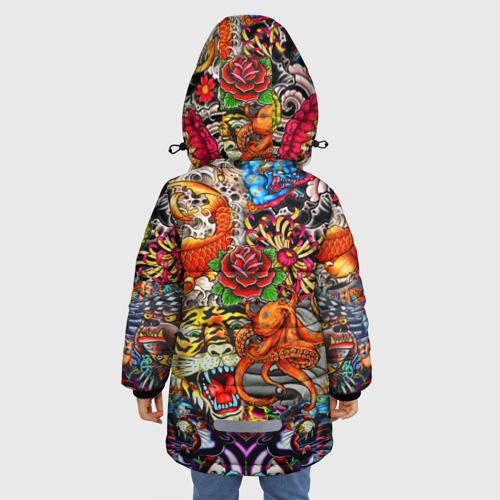 Зимняя куртка для девочек 3D Красочная иллюстрация, цвет черный - фото 4