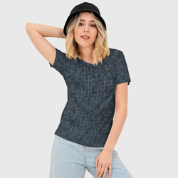 Женская футболка 3D Slim Черно-синий текстурированный в елочку, под джинсу - фото 2