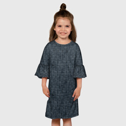 Детское платье 3D Черно-синий текстурированный в елочку, под джинсу - фото 2