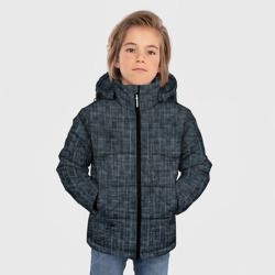 Зимняя куртка для мальчиков 3D Черно-синий текстурированный в елочку, под джинсу - фото 2