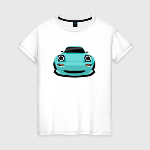 Женская футболка хлопок Mazda MX5 Miata na JDM, цвет белый