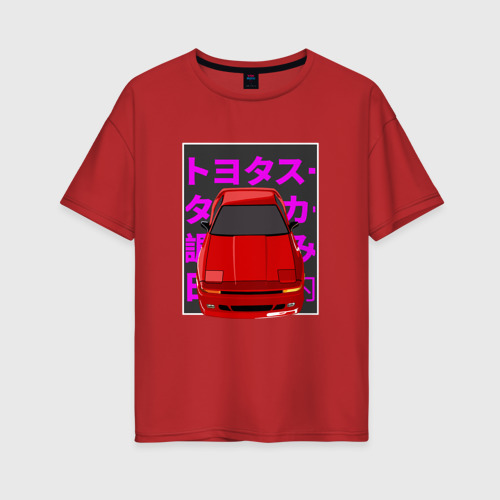 Женская футболка хлопок Oversize Supra A70 MK3 JDM, цвет красный