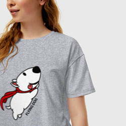 Женская футболка хлопок Oversize Летящая собака бультерьер - фото 2