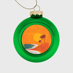 Стеклянный ёлочный шар Закат на побережье минимализм