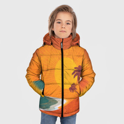 Зимняя куртка для мальчиков 3D Закат на побережье минимализм - фото 2