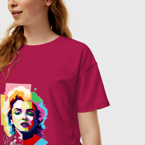 Женская футболка хлопок Oversize с принтом Мэрилин Монро поп-арт, фото на моделе #1