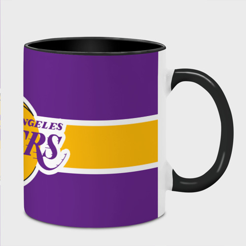 Кружка с полной запечаткой LA Lakers NBA, цвет белый + черный