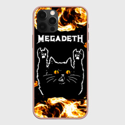 Чехол для iPhone 12 Pro Max Megadeth рок кот и огонь