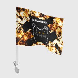 Флаг для автомобиля Megadeth рок кот и огонь