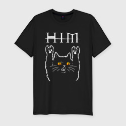 Мужская футболка хлопок Slim HIM rock cat