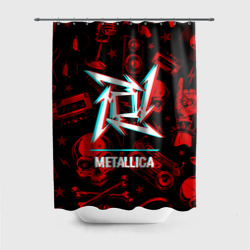 Штора 3D для ванной Metallica rock glitch
