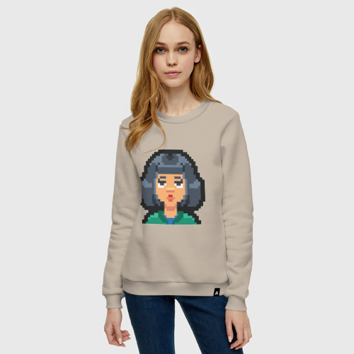 Женский свитшот хлопок с принтом Pixel girl, фото на моделе #1