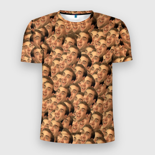 Мужская футболка 3D Slim с принтом Николас Кейдж мем, вид спереди #2