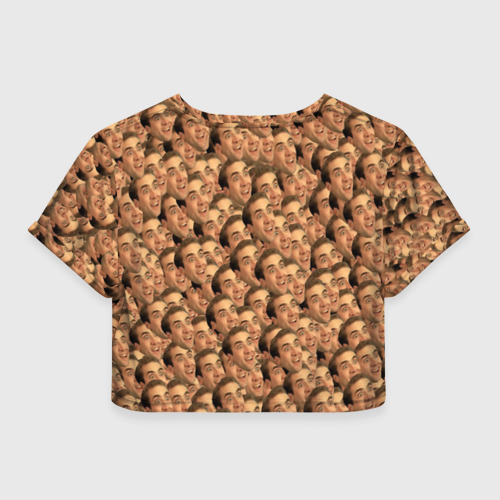 Женская футболка Crop-top 3D Николас Кейдж мем, цвет 3D печать - фото 2