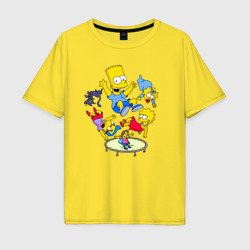 Персонажи из мультфильма Симпсоны на батуте – Мужская футболка хлопок Oversize с принтом купить со скидкой в -16%