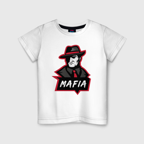 Детская футболка из хлопка с принтом Мафия - лого, вид спереди №1