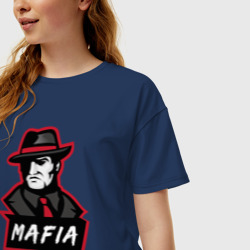 Женская футболка хлопок Oversize Мафия - лого - фото 2