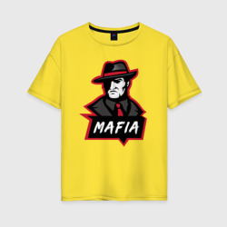 Женская футболка хлопок Oversize Мафия - лого