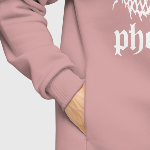 Мужское худи Oversize хлопок Phonk лого, цвет пыльно-розовый - фото 8