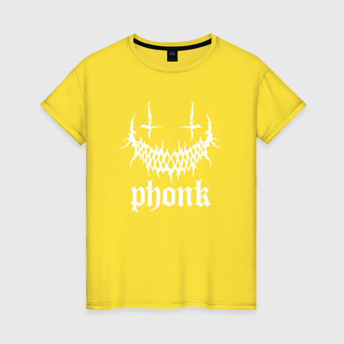 Женская футболка хлопок Phonk лого, цвет желтый