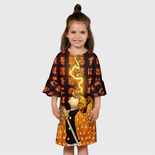 Детское платье 3D с принтом Иероглифы - Зеницу - Клинок, вид сбоку #3
