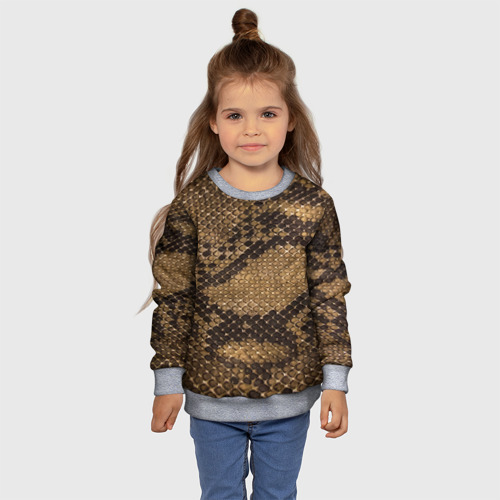 Детский свитшот 3D с принтом Кожа питона  - fashion 2028, фото #4