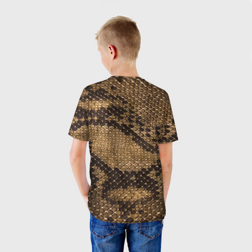 Детская футболка 3D с принтом Кожа питона  - fashion 2028, вид сзади #2