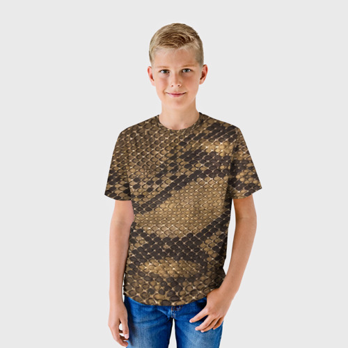 Детская футболка 3D с принтом Кожа питона  - fashion 2028, фото на моделе #1
