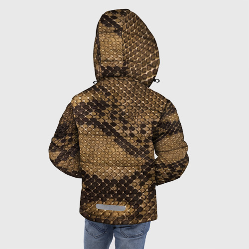 Зимняя куртка для мальчиков 3D с принтом Кожа питона, вид сзади #2