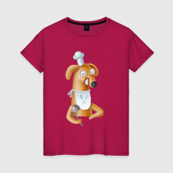 Женская футболка хлопок Собака - повар