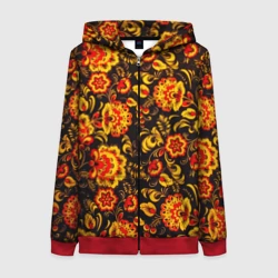 Женская толстовка 3D на молнии Хохлома роспись