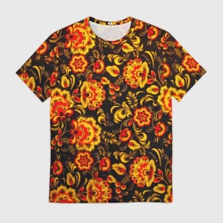 Мужская футболка 3D Хохлома роспись