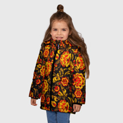 Зимняя куртка для девочек 3D Хохлома роспись - фото 2