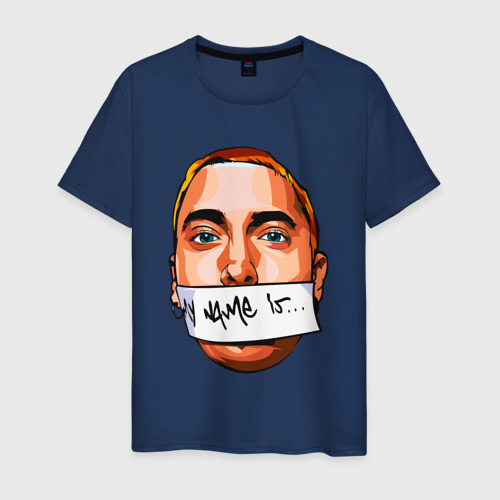 Мужская футболка хлопок My name is - Eminem, цвет темно-синий