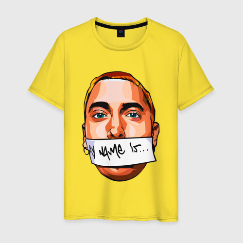 Мужская футболка хлопок My name is - Eminem, цвет желтый