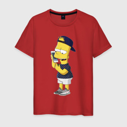Мужская футболка хлопок Барт Симпсон болтает по мобильнику