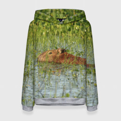 Женская толстовка 3D Капибара плывёт