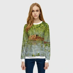 Женский свитшот 3D Капибара плывёт - фото 2