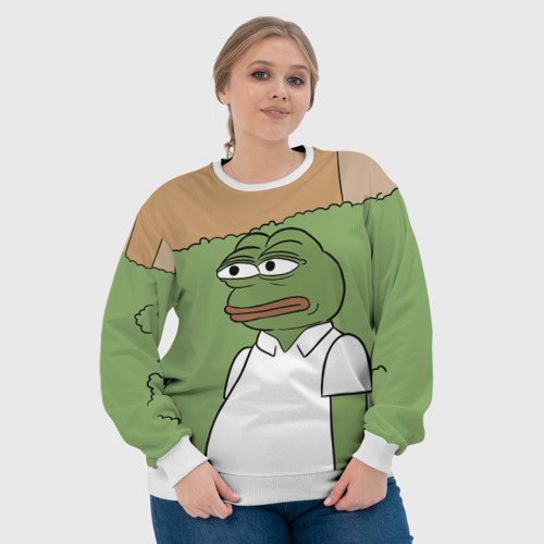 Женский свитшот 3D Pepe Gomer прячется в кусты, цвет 3D печать - фото 6