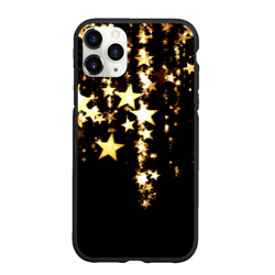 Чехол для iPhone 11 Pro Max матовый Золотые праздничные звезды