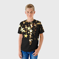 Детская футболка 3D Золотые праздничные звезды - фото 2