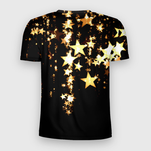 Мужская футболка 3D Slim Золотые праздничные звезды, цвет 3D печать - фото 2