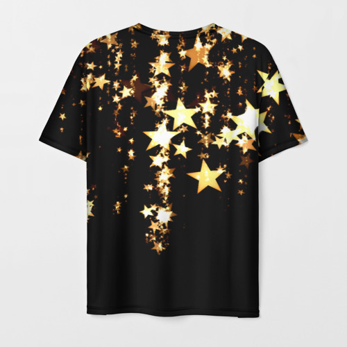 Мужская футболка 3D Золотые праздничные звезды, цвет 3D печать - фото 2