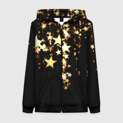 Женская толстовка 3D на молнии Золотые праздничные звезды